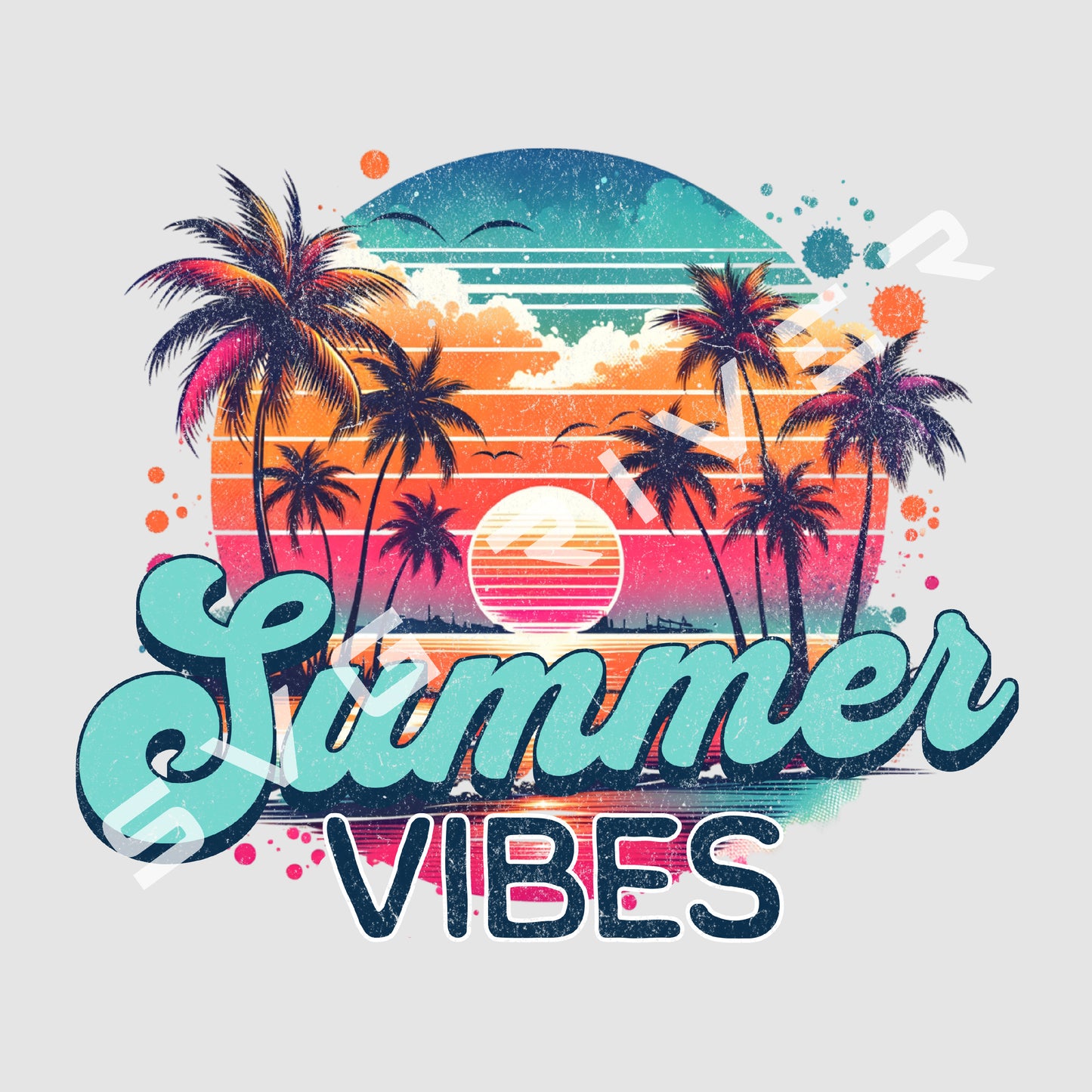 SUMMER VIBES RETRO PNG