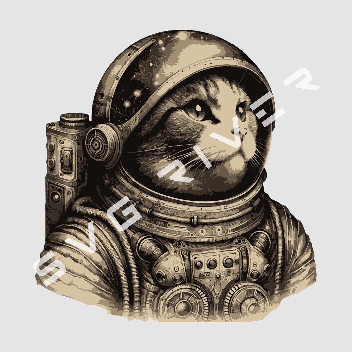 VINTAGE ASTRONAUT CAT PNG