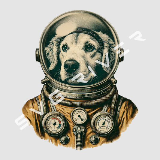 VINTAGE ASTRONAUT DOG PNG